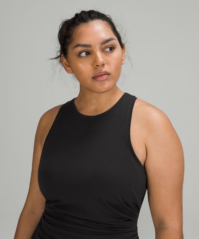 Lululemon All Tied Up Tank Top Pima Cotton Blast Dam Svarta | TBWM-87539