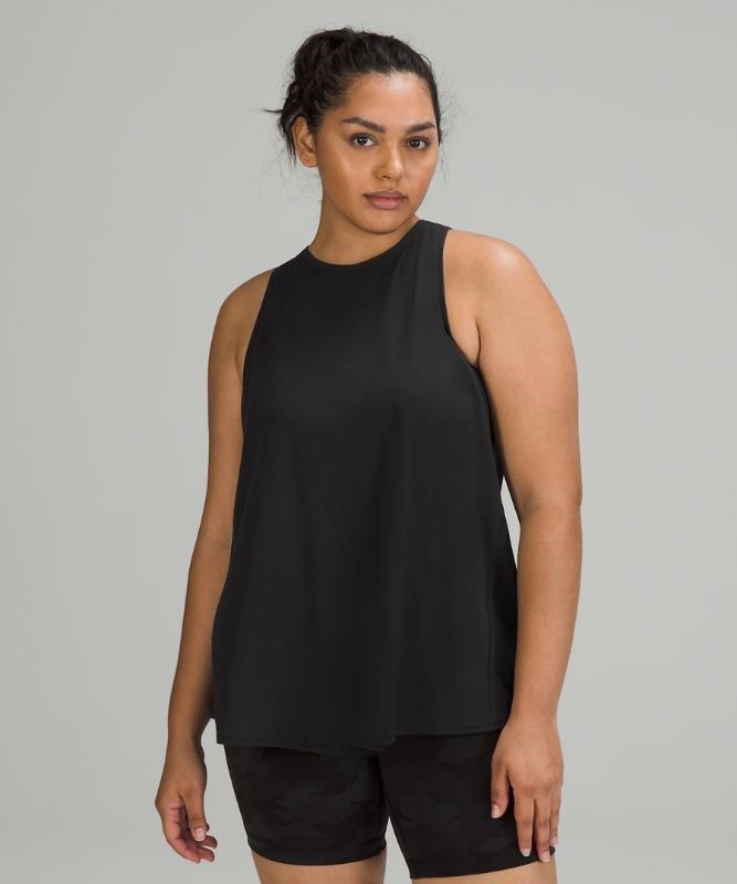 Lululemon All Tied Up Tank Top Pima Cotton Blast Dam Svarta | TBWM-87539
