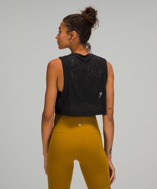 Lululemon All Yours Crop Tank Top Veil Blast Dam Svarta | FLZI-64175