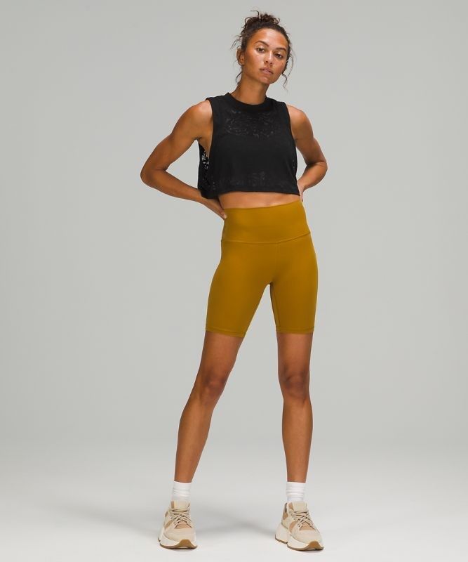 Lululemon All Yours Crop Tank Top Veil Blast Dam Svarta | FLZI-64175