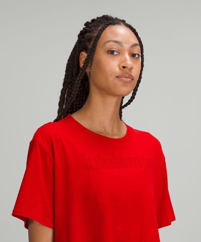 Lululemon All Yours Cropped Graphic T-Shirt Blast Dam Mörkröda | NTAH-70461