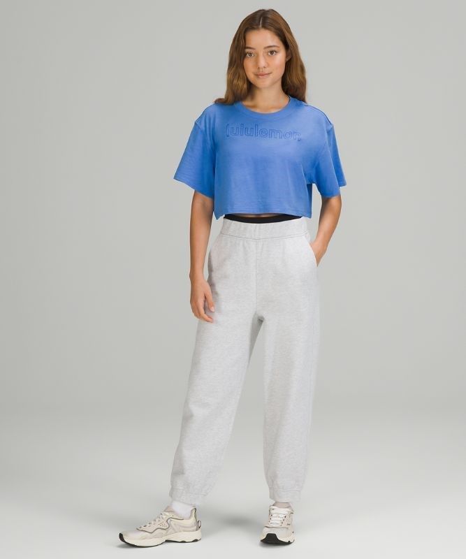 Lululemon All Yours Cropped Graphic T-Shirt Blast Dam Blå | HVOK-60275