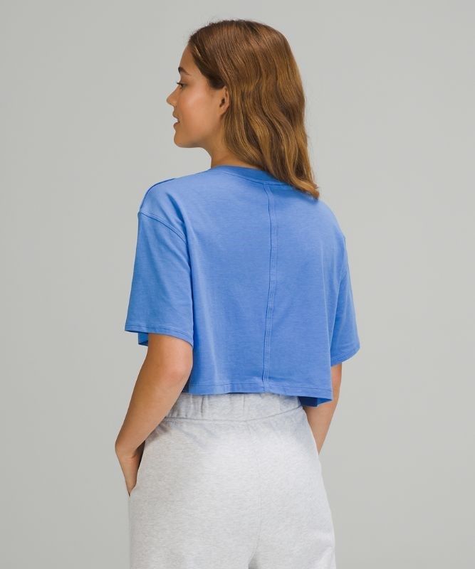 Lululemon All Yours Cropped Graphic T-Shirt Blast Dam Blå | HVOK-60275