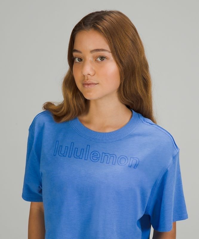 Lululemon All Yours Cropped Graphic T-Shirt Blast Dam Blå | HVOK-60275