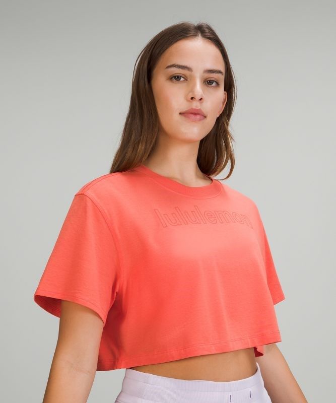Lululemon All Yours Cropped Graphic T-Shirt Blast Dam Korall | GOVI-89576