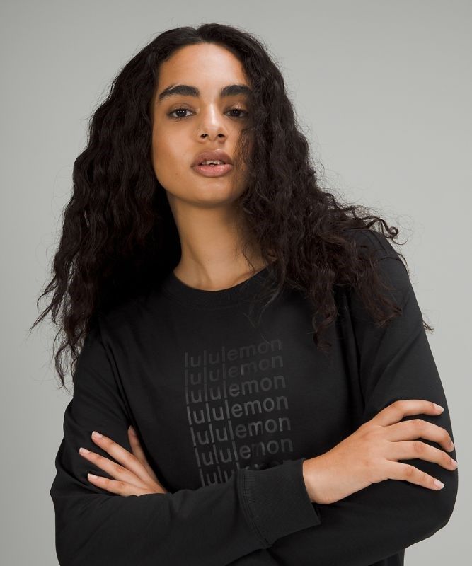Lululemon All Yours Graphic Long Sleeve Shirt Blast Dam Svarta | XGET-86527