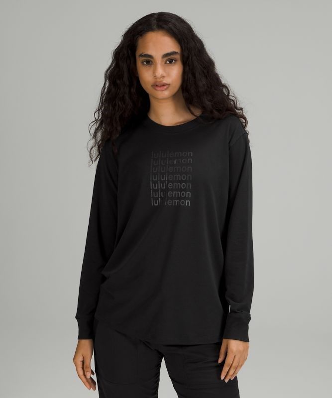 Lululemon All Yours Graphic Long Sleeve Shirt Blast Dam Svarta | XGET-86527