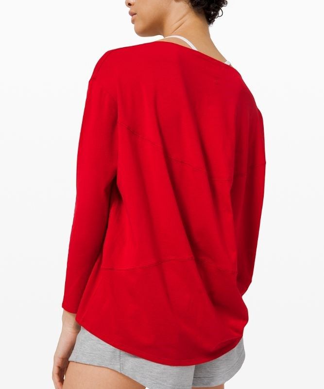 Lululemon Back in Action Long Sleeve Blast Dam Mörkröda | SPGA-23675