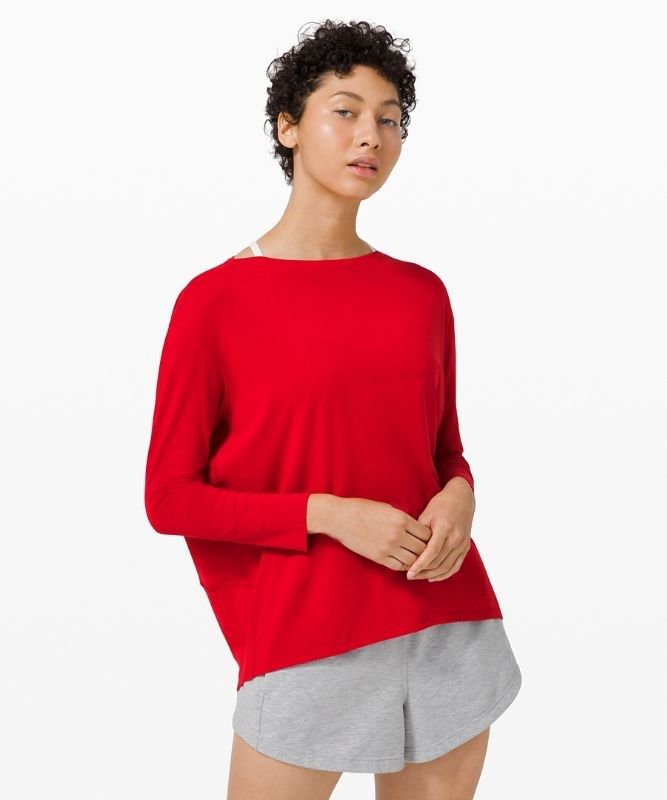 Lululemon Back in Action Long Sleeve Blast Dam Mörkröda | SPGA-23675
