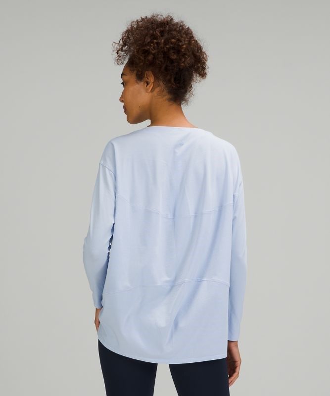 Lululemon Back in Action Long Sleeve Blast Dam Blå Beige | IACJ-36240