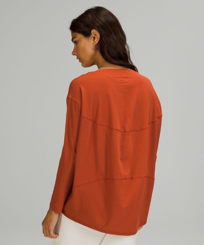 Lululemon Back in Action Long Sleeve Blast Dam Mörkröda | FQUI-19648