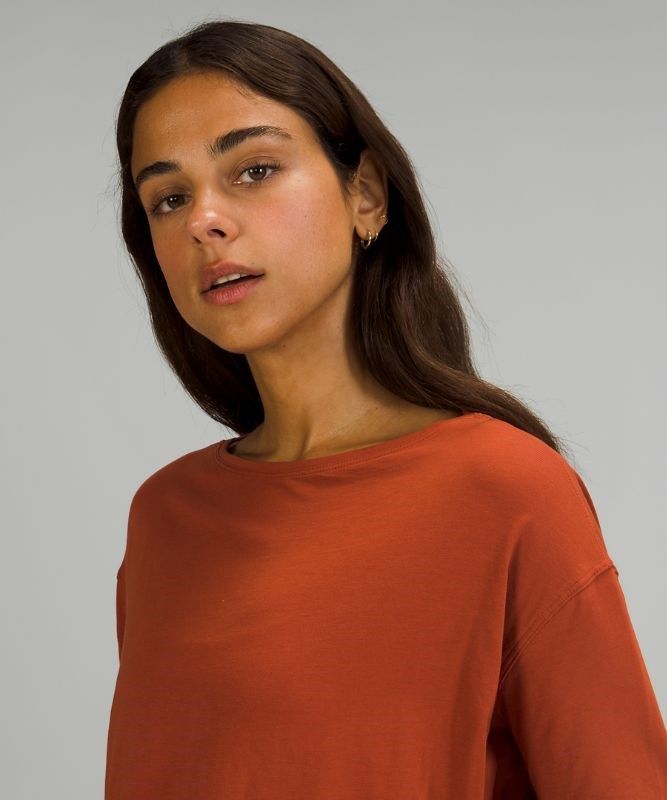 Lululemon Back in Action Long Sleeve Blast Dam Mörkröda | FQUI-19648