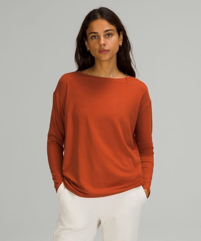 Lululemon Back in Action Long Sleeve Blast Dam Mörkröda | FQUI-19648