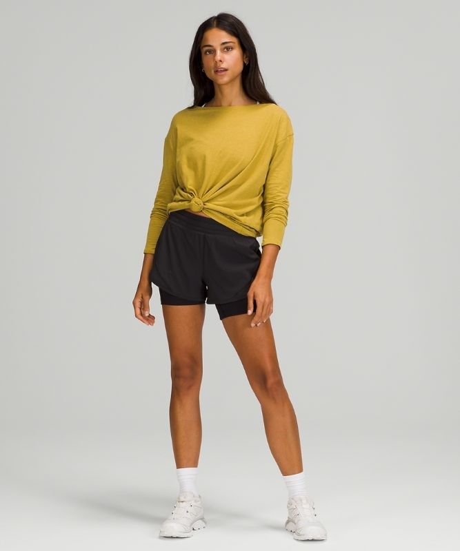 Lululemon Back in Action Long Sleeve Blast Dam Guld | YALB-87654