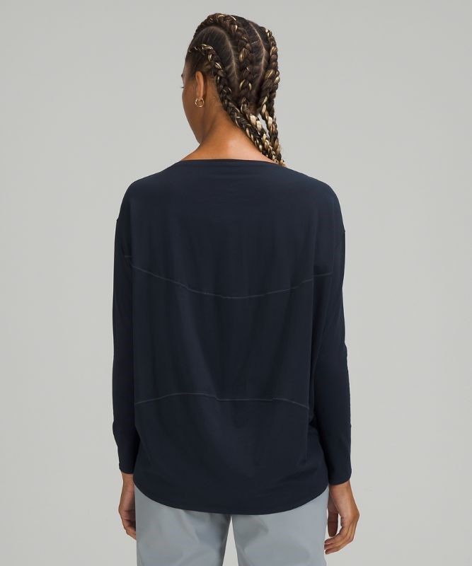 Lululemon Back in Action Long Sleeve Blast Dam Marinblå | BLKH-79410