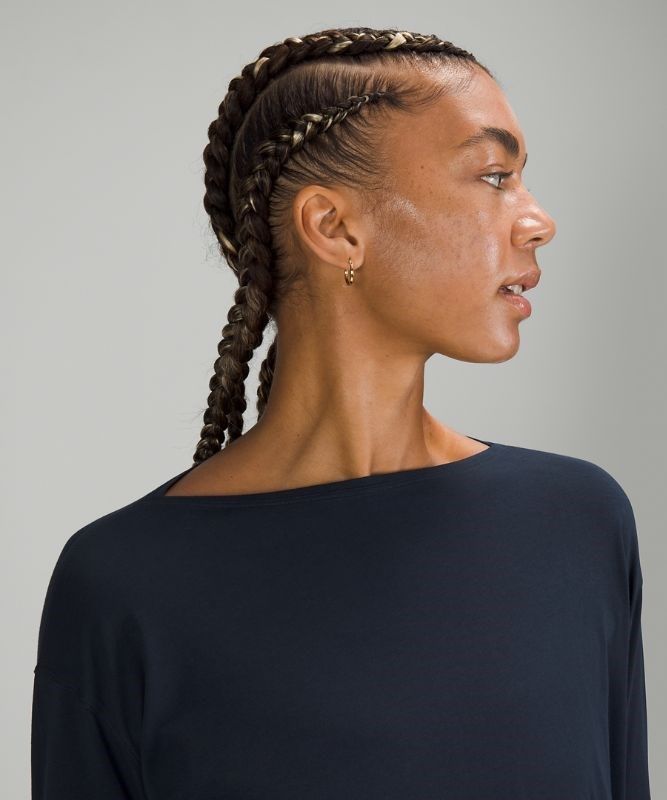 Lululemon Back in Action Long Sleeve Blast Dam Marinblå | BLKH-79410