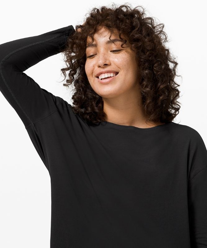 Lululemon Back in Action Long Sleeve Blast Dam Svarta | UQTF-39145