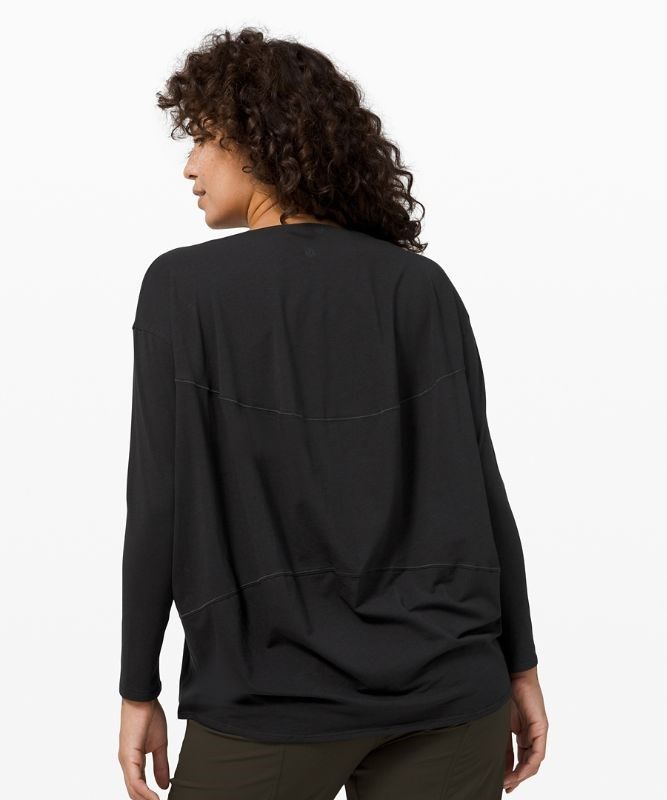 Lululemon Back in Action Long Sleeve Blast Dam Svarta | UQTF-39145