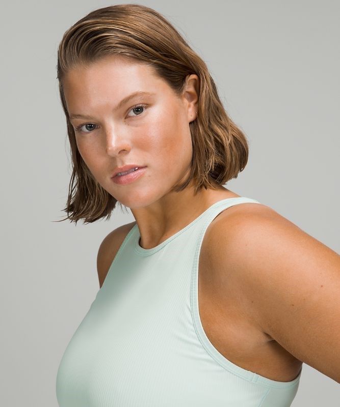 Lululemon Base Pace Tank Ribbed Blast Dam Mintgröna | HBIQ-29360
