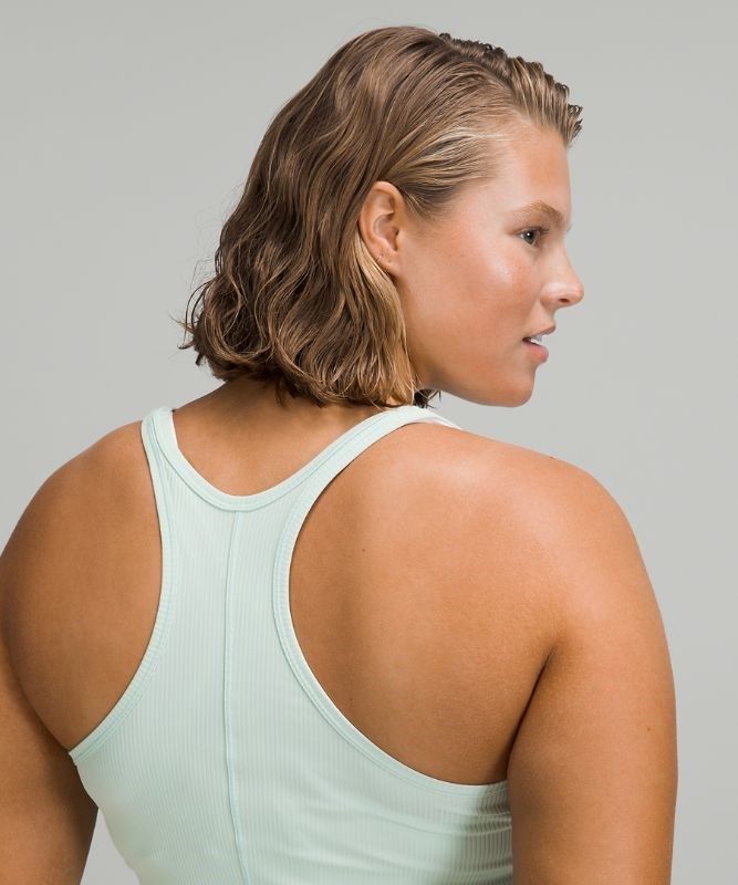 Lululemon Base Pace Tank Ribbed Blast Dam Mintgröna | HBIQ-29360