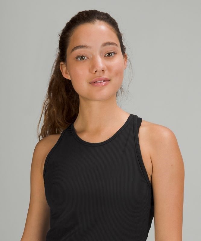 Lululemon Base Pace Tank Ribbed Blast Dam Svarta | SZPW-23190