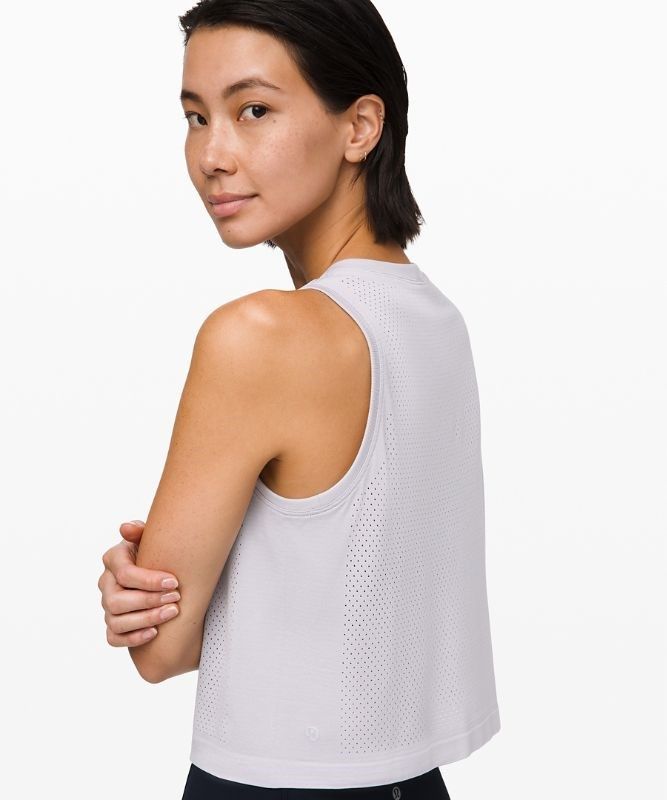 Lululemon Breeze By Muscle Crop Tank Blast Dam Silver Lila Silver Lila | MIXS-96278