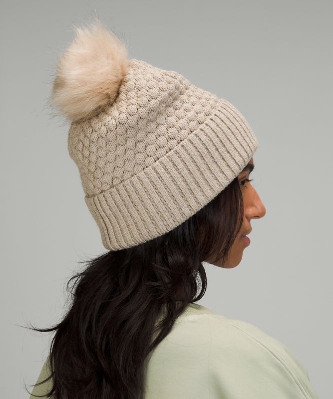 Lululemon Bubble Knit Pom Beanie Hatt Accessories Beige | YIFG-52738