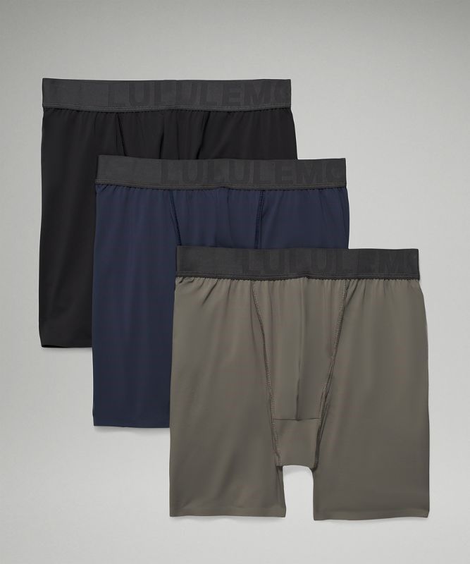 Lululemon Built to Move Boxer 5 3 Pack Underkläder Herr Svarta Marinblå Grå Olivgröna | YNKD-63784