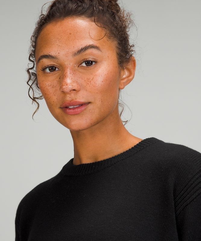 Lululemon Cashlu Boxy Crewneck Sweater Jumpers Dam Svarta | DTWR-32950