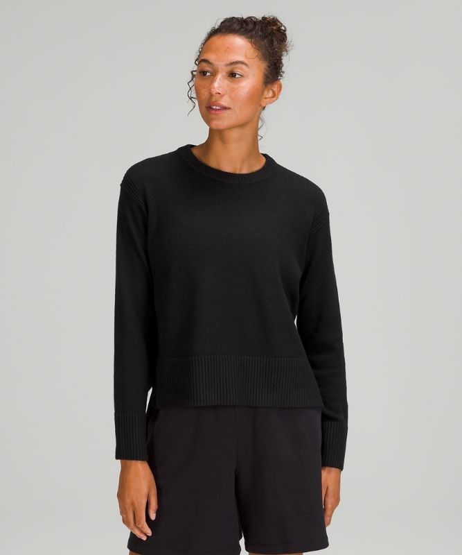 Lululemon Cashlu Boxy Crewneck Sweater Jumpers Dam Svarta | DTWR-32950