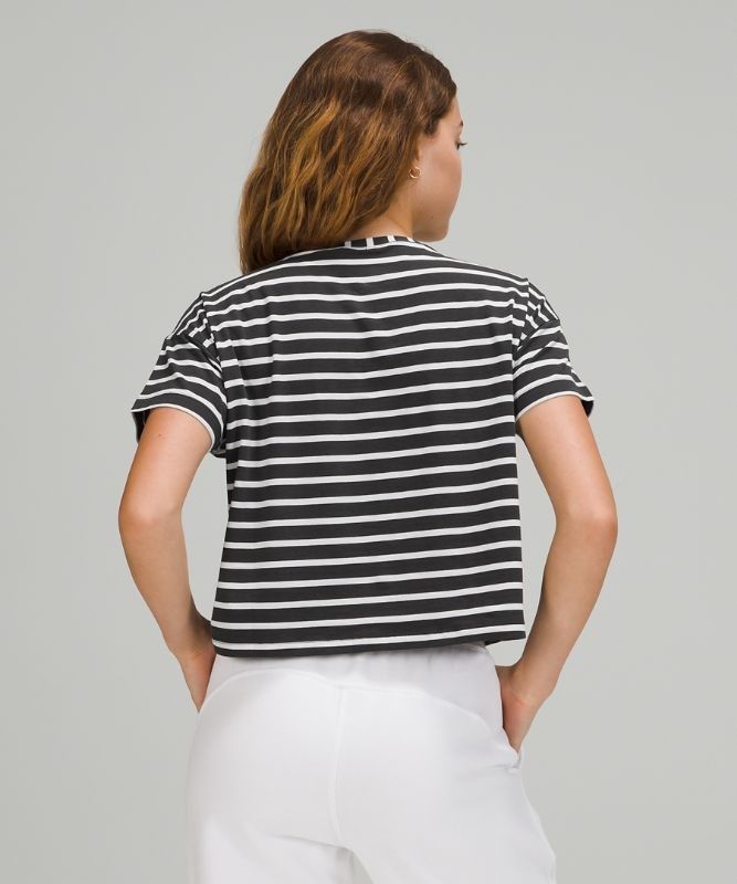 Lululemon Cates Tee Blast Dam Mörkgrå Vita | XPJB-29605