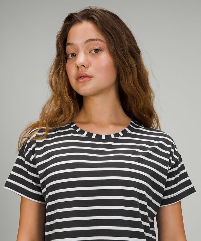 Lululemon Cates Tee Blast Dam Mörkgrå Vita | XPJB-29605