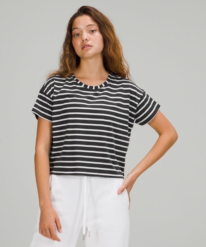 Lululemon Cates Tee Blast Dam Mörkgrå Vita | XPJB-29605