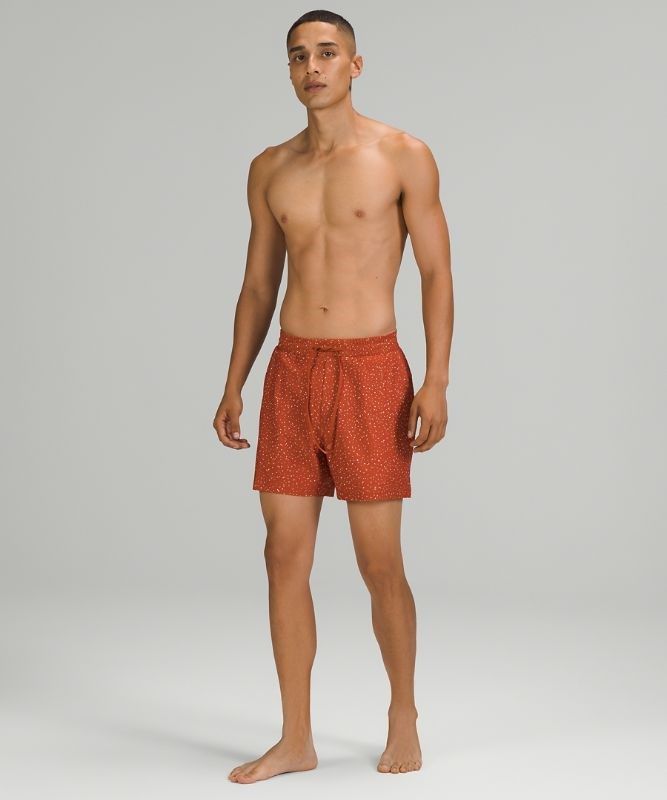 Lululemon Channel Cross Short 5 Badkläder Herr Mörkröda Vita | BGZI-50294