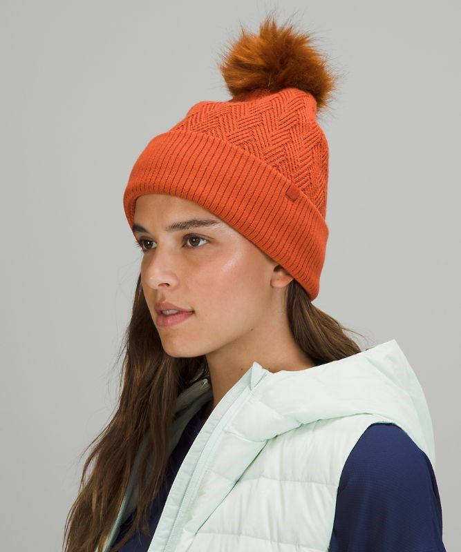 Lululemon Chevron Knit Pom Beanie Hatt Accessories Orange | QAFH-25780