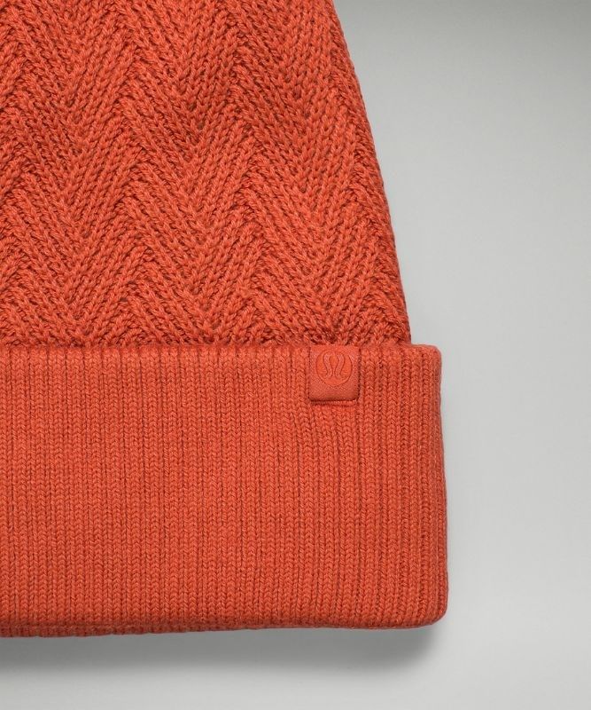 Lululemon Chevron Knit Pom Beanie Hatt Accessories Orange | QAFH-25780