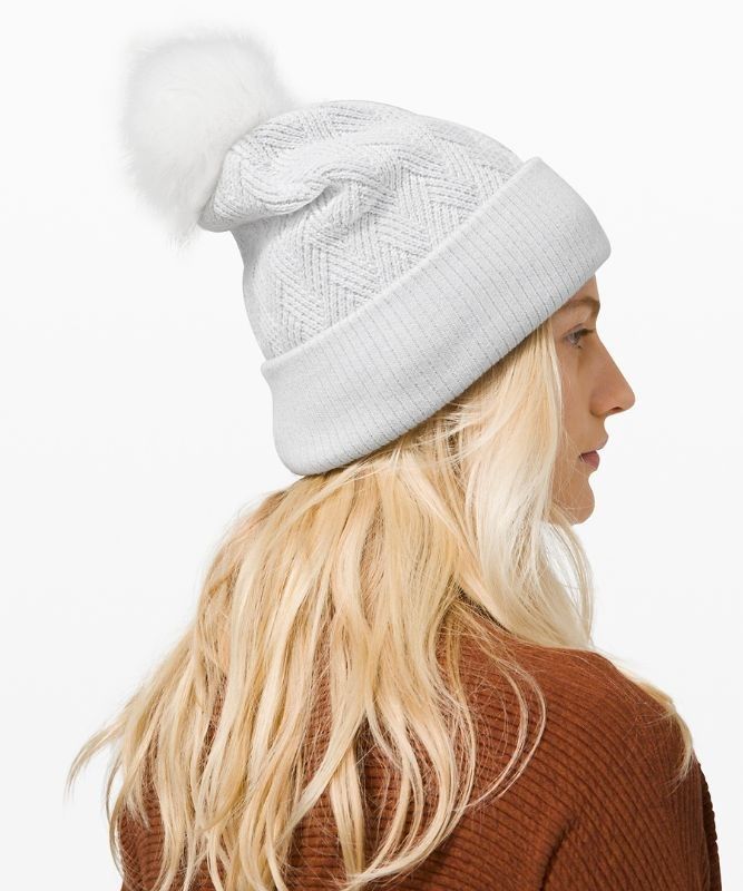 Lululemon Chevron Knit Pom Beanie Hatt Accessories Ljusgrå | MATG-31586