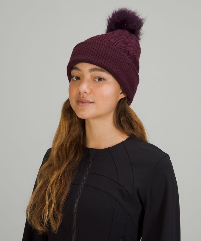 Lululemon Chevron Knit Pom Beanie Hatt Accessories Cassis | XHPA-50743