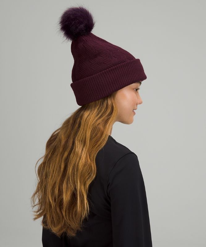Lululemon Chevron Knit Pom Beanie Hatt Accessories Cassis | XHPA-50743