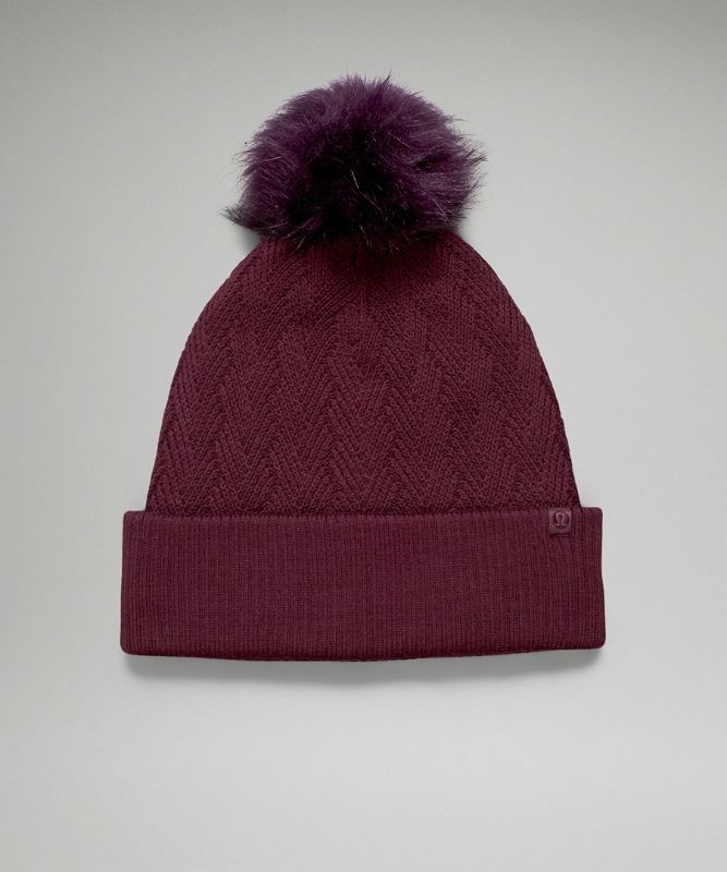 Lululemon Chevron Knit Pom Beanie Hatt Accessories Cassis | XHPA-50743