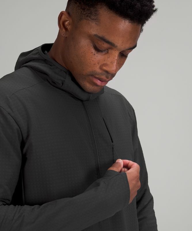 Lululemon Cold Terrain 3/4 Zip Fleece Hoodie Herr Mörkgrå | AFMQ-36542
