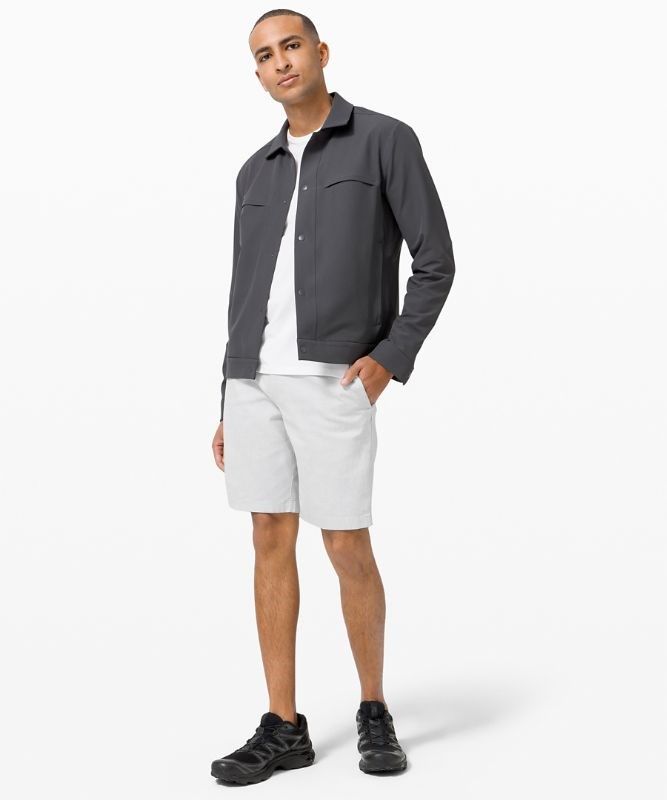 Lululemon Commission Classic-Fit Short 9 Oxford Shorts Herr Vita Svarta | ETIL-65082
