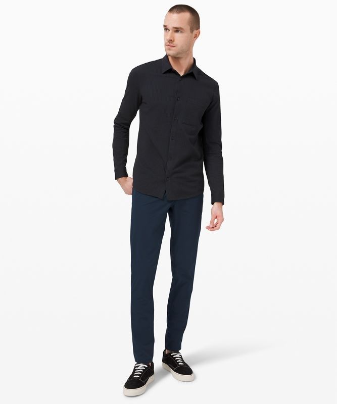 Lululemon Commission Long Sleeve Shirt Blast Herr Marinblå Svarta | NZPV-68459