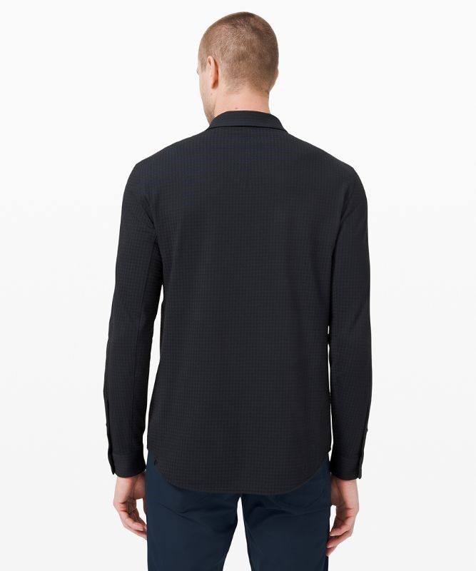Lululemon Commission Long Sleeve Shirt Blast Herr Marinblå Svarta | NZPV-68459