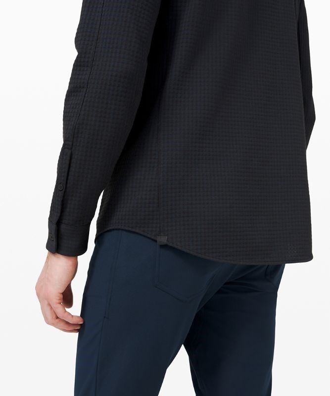 Lululemon Commission Long Sleeve Shirt Blast Herr Marinblå Svarta | NZPV-68459