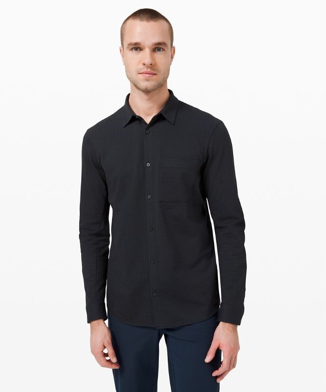 Lululemon Commission Long Sleeve Shirt Blast Herr Marinblå Svarta | NZPV-68459