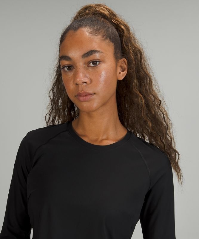 Lululemon Crew Neck UV Protection Running Long Sleeve Shirt Blast Dam Svarta | CIWP-91246
