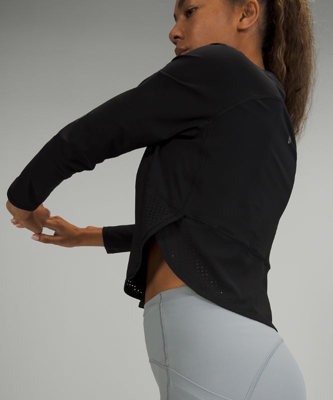 Lululemon Crew Neck UV Protection Running Long Sleeve Shirt Blast Dam Svarta | CIWP-91246