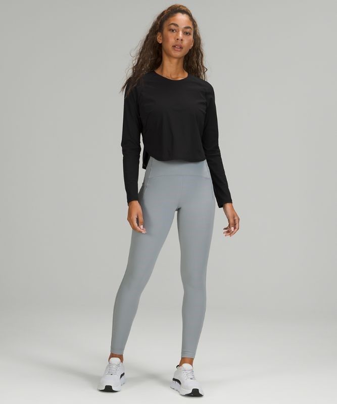 Lululemon Crew Neck UV Protection Running Long Sleeve Shirt Blast Dam Svarta | CIWP-91246
