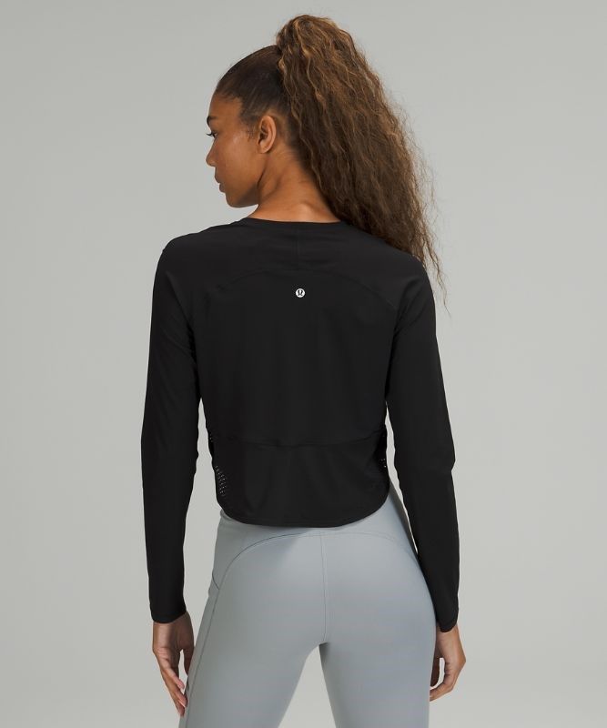 Lululemon Crew Neck UV Protection Running Long Sleeve Shirt Blast Dam Svarta | CIWP-91246